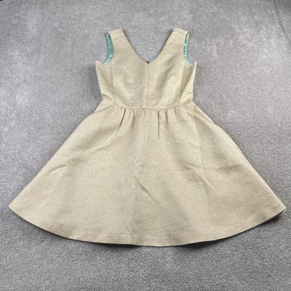 Vineyard Vines Dress Women 2 Gold Jacquard Short Cocktail Sleeveless Fully Lined